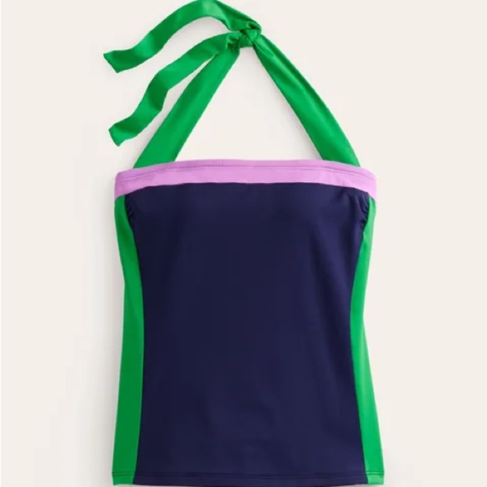 Boden Santorini Tankini Top
Navy/ Green Colourblock, 4
